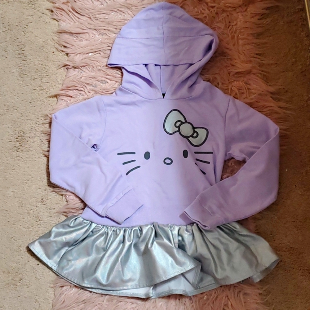 Hello Kitty purple and silver holographic sweater dress with hood size 6X
